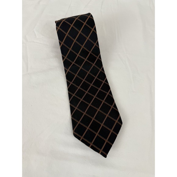 STAFFORD TIE. BLACK WITH COPPER STRIPES - Picture 1 of 3